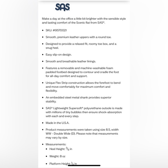 SAS Women’s Scenic Basic Ballet Flat Black Size 6.5 Wide Mint Condition! 6.5W - Picture 12 of 12